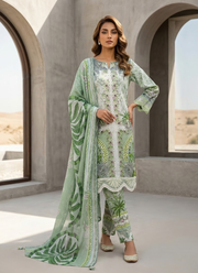 Pakistani Lawn Cotton Salwar Kameez with Chiffon Dupatta 6