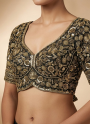 Heavy Jari & Beads Work Pure Roman Silk Blouse 2