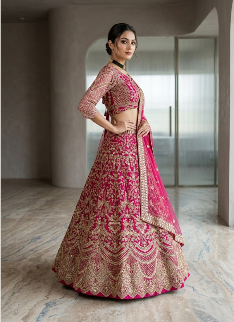 Butterfly Net Lehenga Choli with Sequin Embroidery