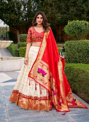 Paithani Silk Lehenga Choli with Zari Weaving 4