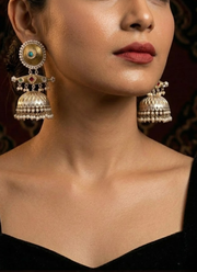 Baby pink silver Polished Panchi Fusion Earrings 3