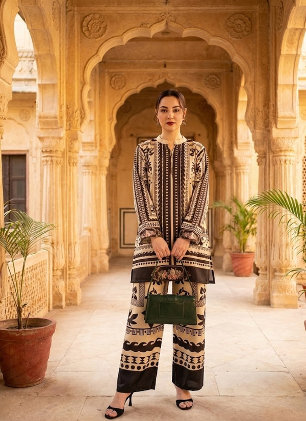 Pure Natural Crepe Top & Plazzo Set with Digital Print
