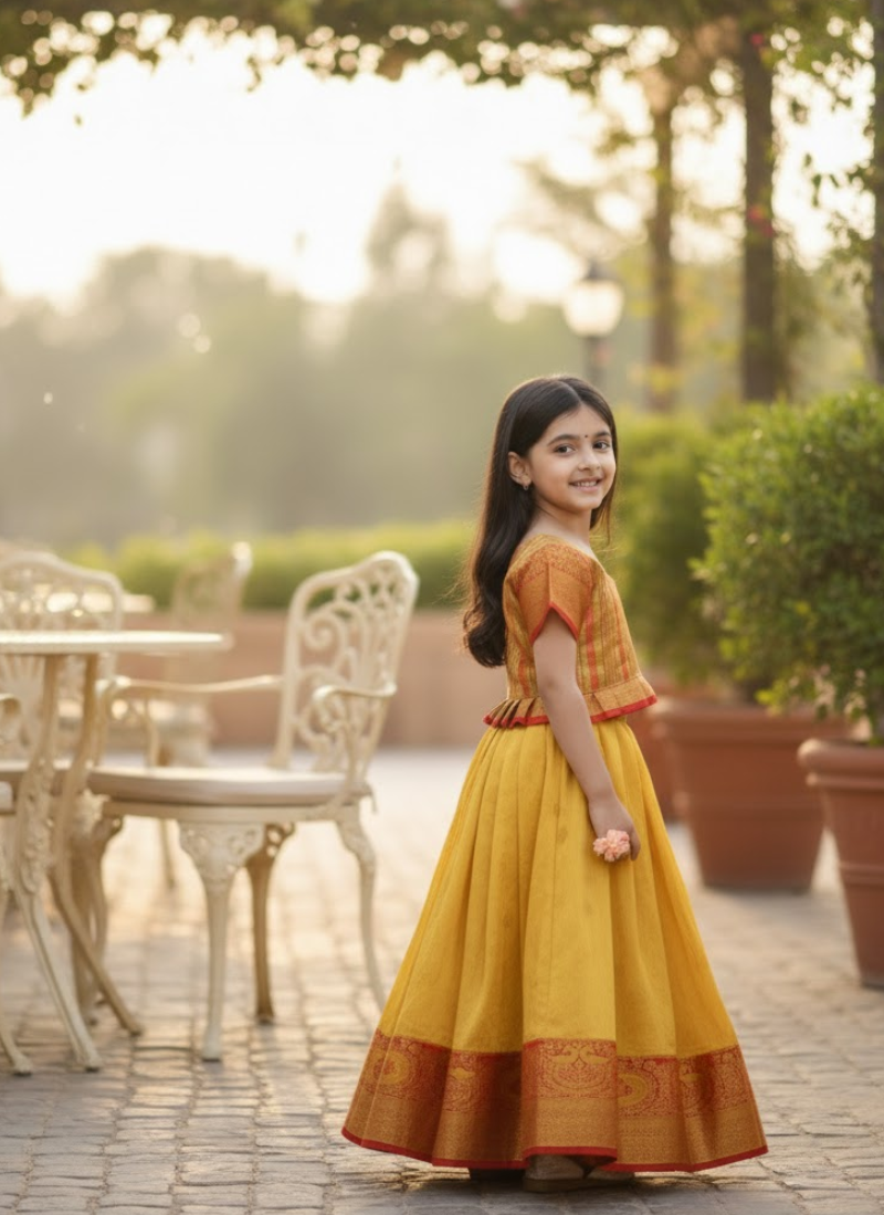 Yellow Silk Kids Lehenga Choli – Festive Wear