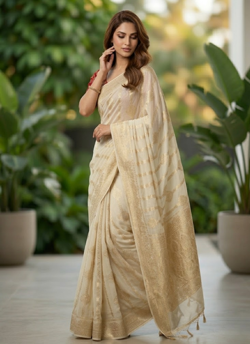 Banarasi Viscose Georgette Saree – Handwoven Designer Elegance - View 4