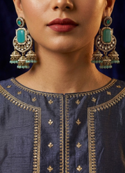Sky Blue Kundan Earrings with Jhumki 4