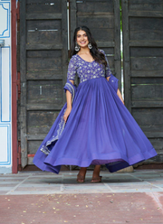 Luxury Faux Blooming Anarkali Dress with Sequins Embroidery 5