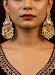 Ziva Kundan Earrings – Mix Metal Base with Moti Work 2