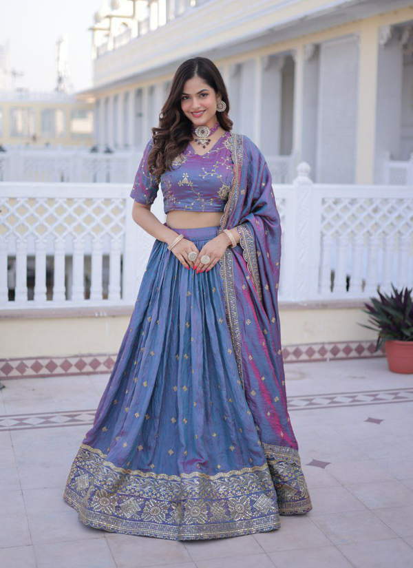 YSL Silk Lehenga Choli with Zari &amp; Sequin Work