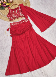 Designer Crape Silk Lehenga Saree – Embroidery Sequence Work 4