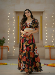 Georgette Digital Printed Lehenga Choli with 5m Flair (Stitched Set) 4