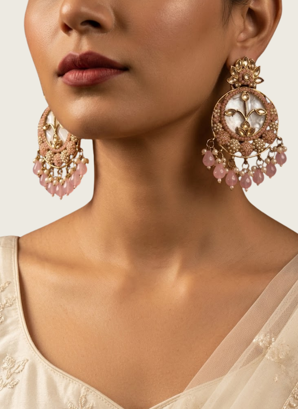 Kundan Chandbali Earrings with Moti Work, affordable wedding jewellery Perth WA