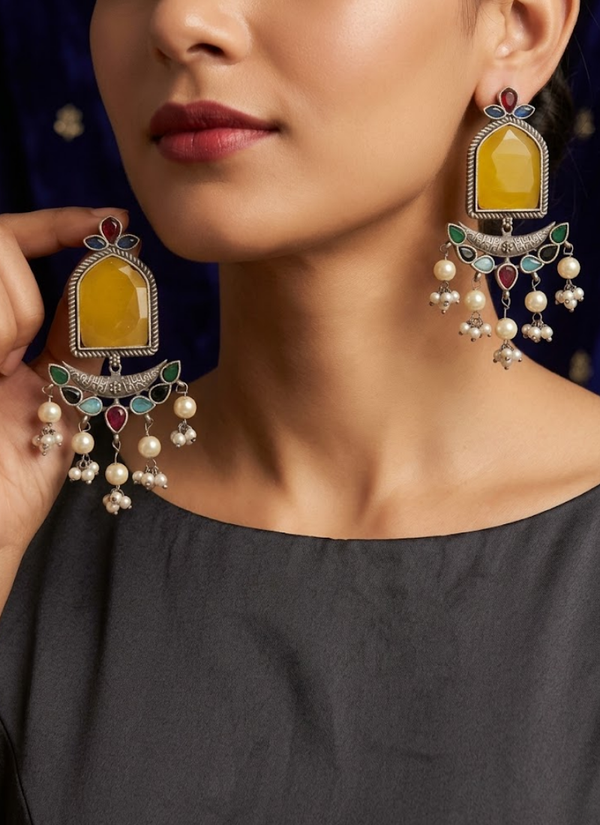 Yellow Silver Replica Earrings