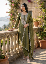 Gold Crush Punjabi Suit with Sequins Embroidery & Dupatta (Sizes M–XL) 4