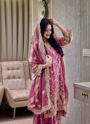 NC Moss Silk Palazzo Suit with Sequins & Zari Embroidery + Dupatta 3