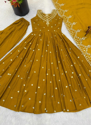 Anarkali Suit in Roman Silk with Sequins Embroidery + Chanderi Dupatta 6