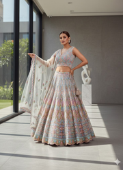 Soft Net Lehenga Choli with Mirror Embroidery 4