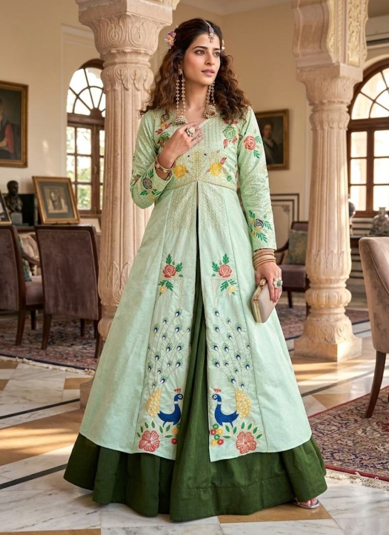 Satin Silk Lehenga Choli with Sequin Embroidery