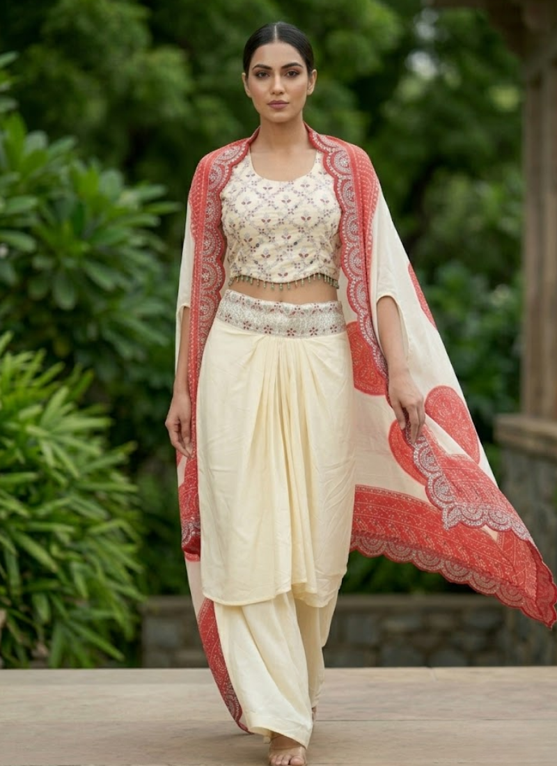 Indowestern Dhoti Set with Mirror Work Elegance