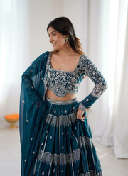 Faux Georgette Lehenga Choli with Embroidered Dupatta 4
