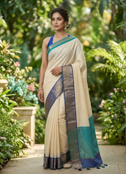 Silk Saree with Banarasi Katan Border & Blouse Piece 4