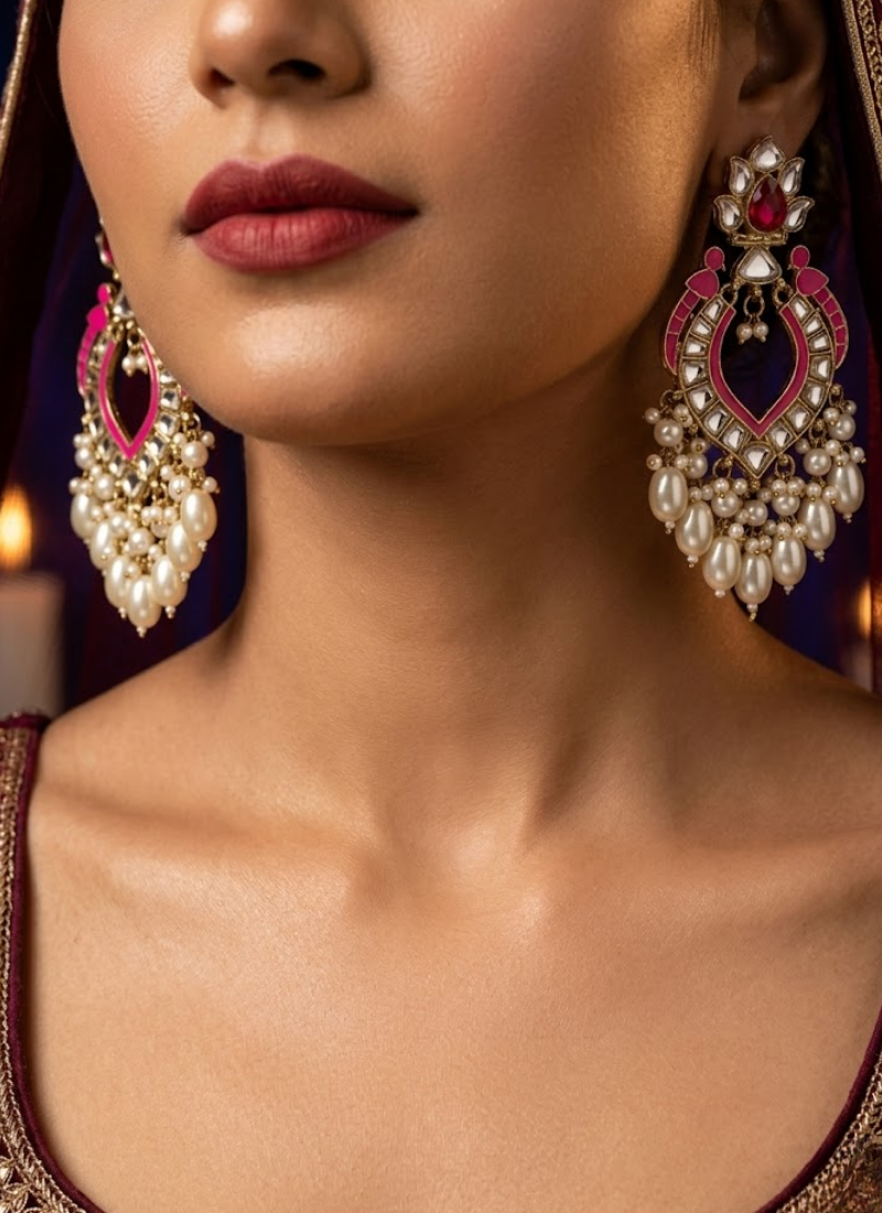 Bhavika Kundan Hanging Earrings - View 4