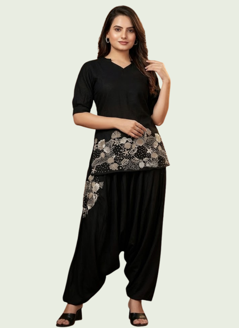 Black Co-Ord Set with Embroidery