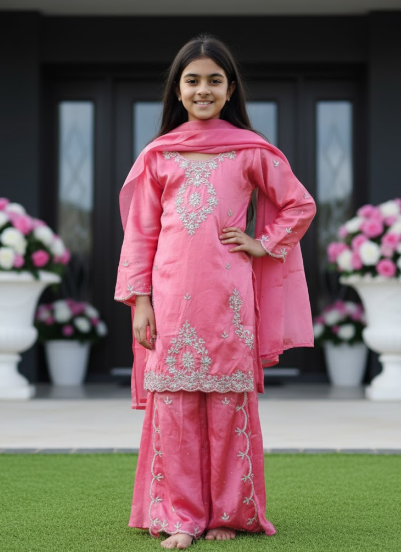 Silk Sharara Suit for Girls – Festive Ethnic Wear for Kids