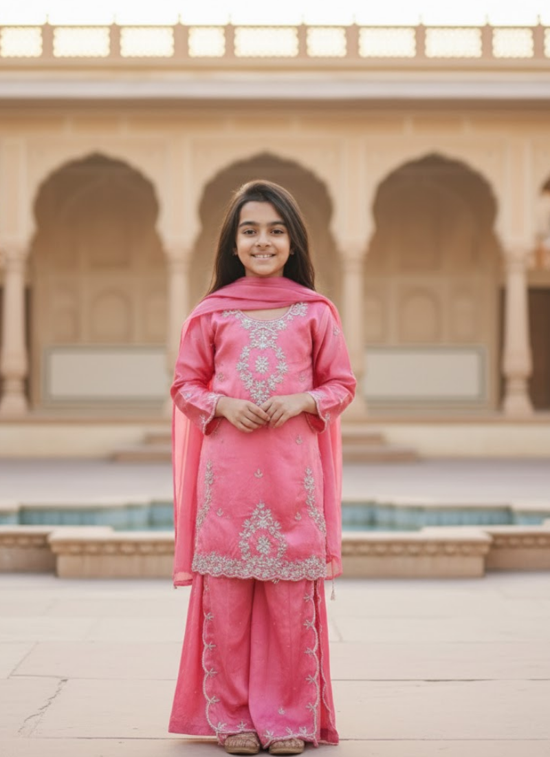 Silk Sharara Suit for Girls – Festive Ethnic Wear for Kids
