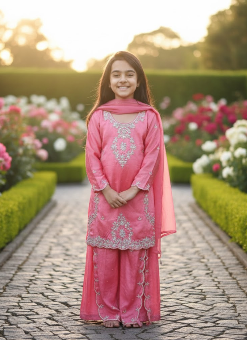 Silk Sharara Suit for Girls – Festive Ethnic Wear for Kids