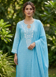 Mul Chanderi Chikankari Suit Set | Indian Wedding Guest Outfit Australia 6