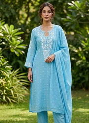 Mul Chanderi Chikankari Suit Set 55