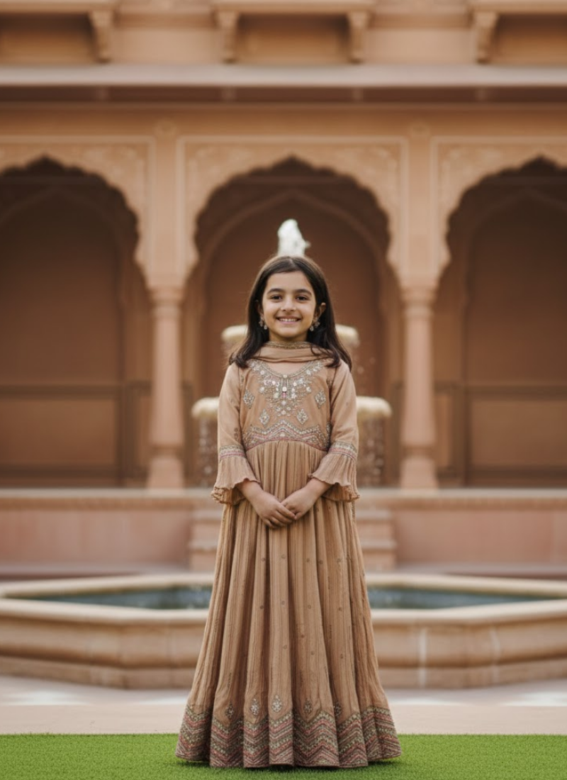 Silk Anarkali Gown for Kids – Regal Ethnic Wear for Girls