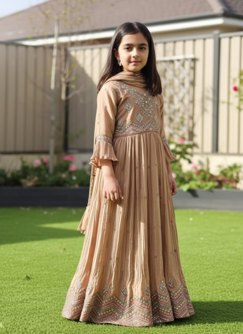 Silk Anarkali Gown for Kids – Regal Ethnic Wear for Girls