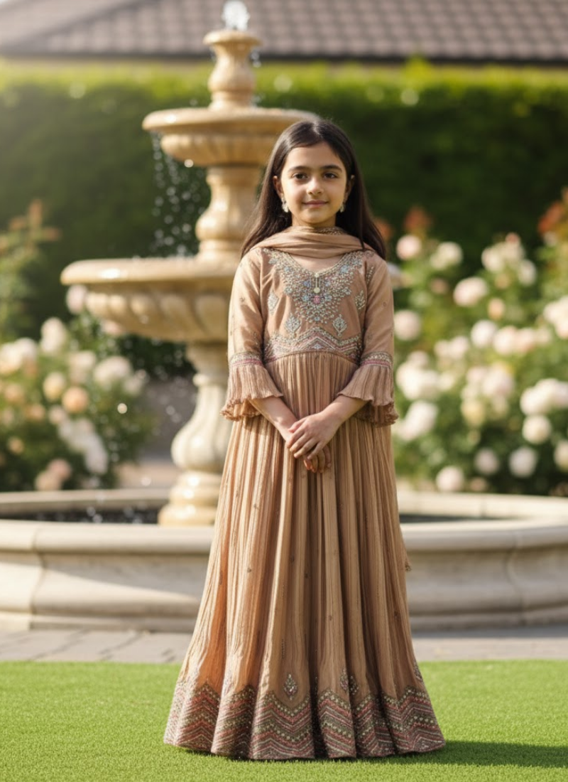 Silk Anarkali Gown for Kids – Regal Ethnic Wear for Girls