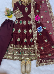 Kids Fendi Silk Embroidered Designer Gown Set - Indian Children Outfit 10