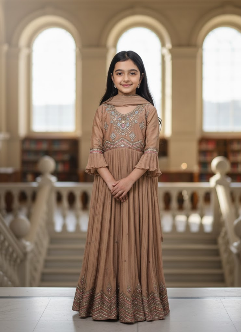Silk Anarkali Gown for Kids – Regal Ethnic Wear for Girls