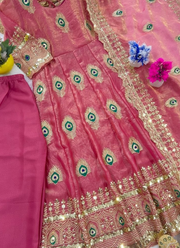 Kids Fendi Silk Embroidered Designer Gown Set - Indian Children Outfit 11