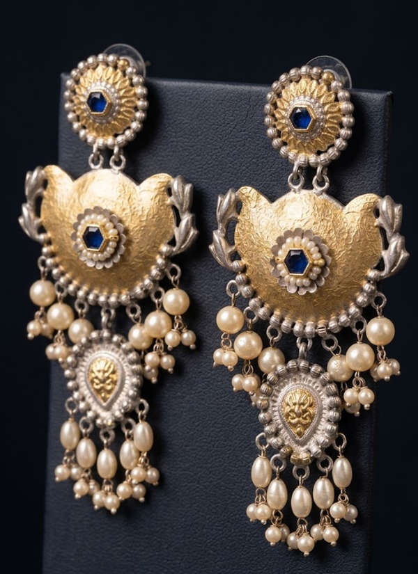 Silver Polished Blue Earrings