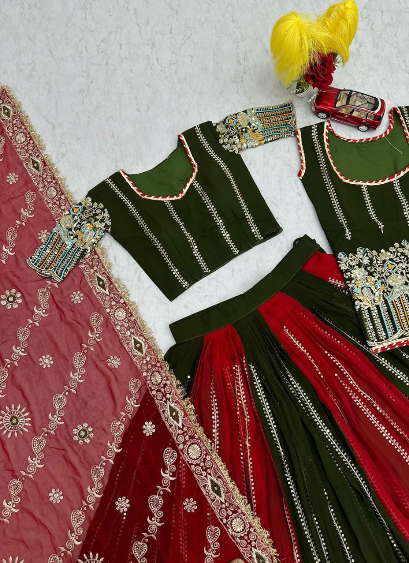 Fox Georgette Bridal Lehenga Choli with Heavy Embroidery + Dupatta