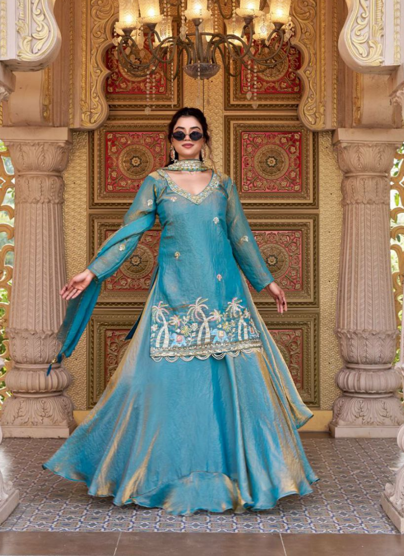 Fendy Kurti Lehenga Set with Embroidered Dupatta