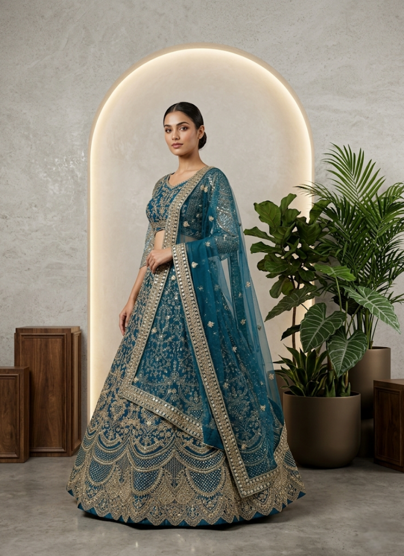 Butterfly Net Lehenga Choli with Sequin Embroidery