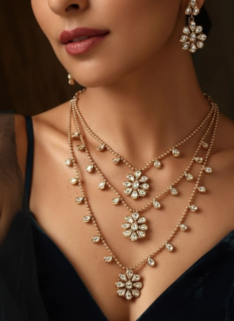 Kundan Necklace Set with Earrings – Elegant