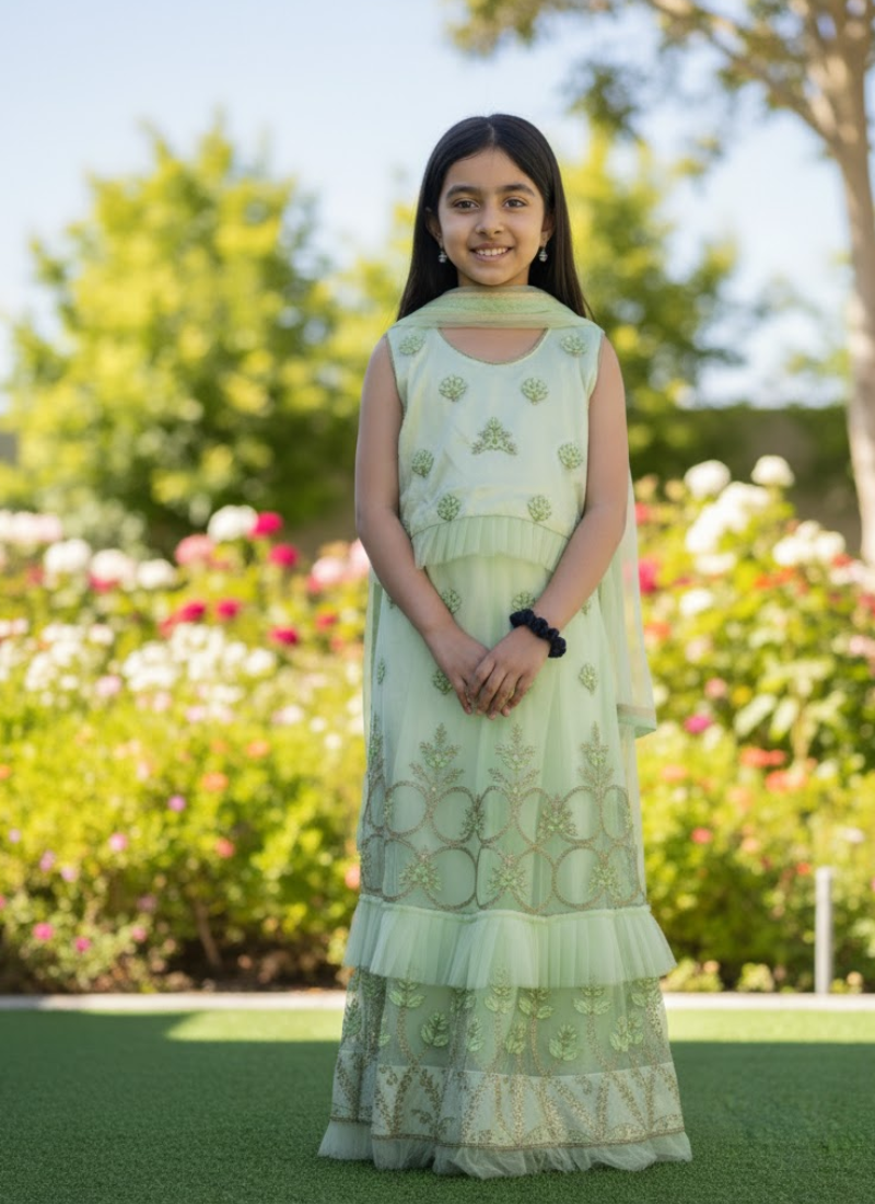 Paste Organza Kids Lehenga – Ethnic Elegance