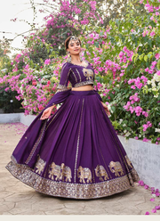 Vichitra Lehenga Choli with Heavy Sequin Embroidery 4
