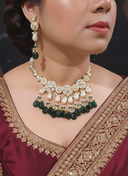 Necklace Set with Earrings & Green Beads – Earrings Included 4