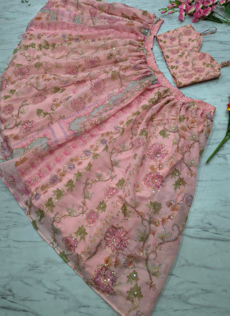 Taby Silk Lehenga Choli with Mirror & Sequin Work