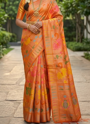 Paithni Silk Saree with Zari Border & Blouse Piece 3