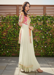 Chinon Silk Embroidered Palazzo Suit with Net Dupatta 3