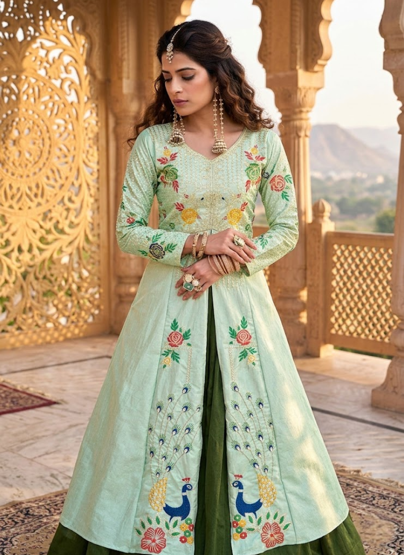 Satin Silk Lehenga Choli with Sequin Embroidery