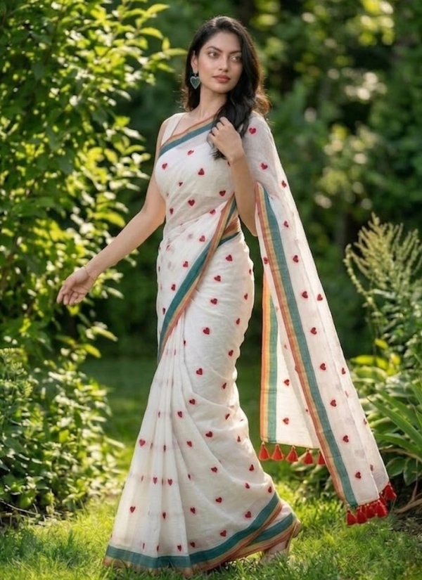 Love Buti Embroidery Mul Cotton Saree